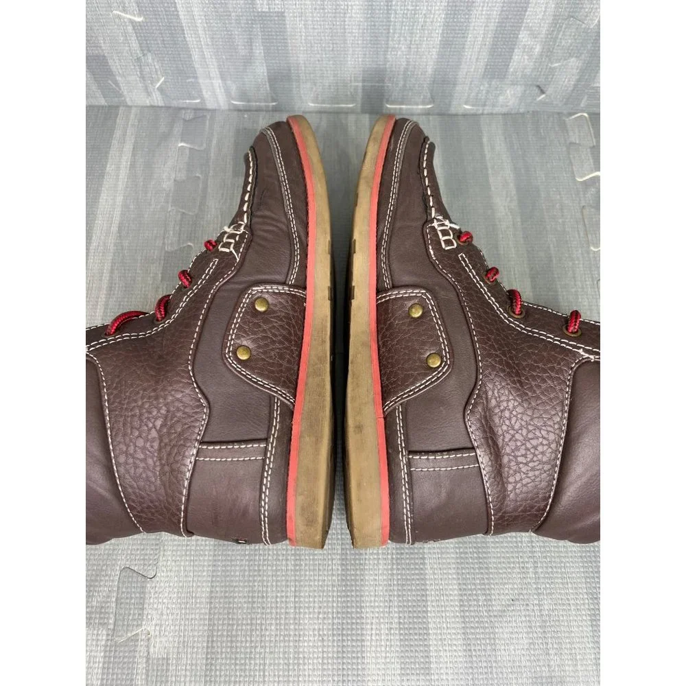 Tommy Hilfiger Boots Boys Size 4 Brown Leather lace Up Huntlee Mid Cut